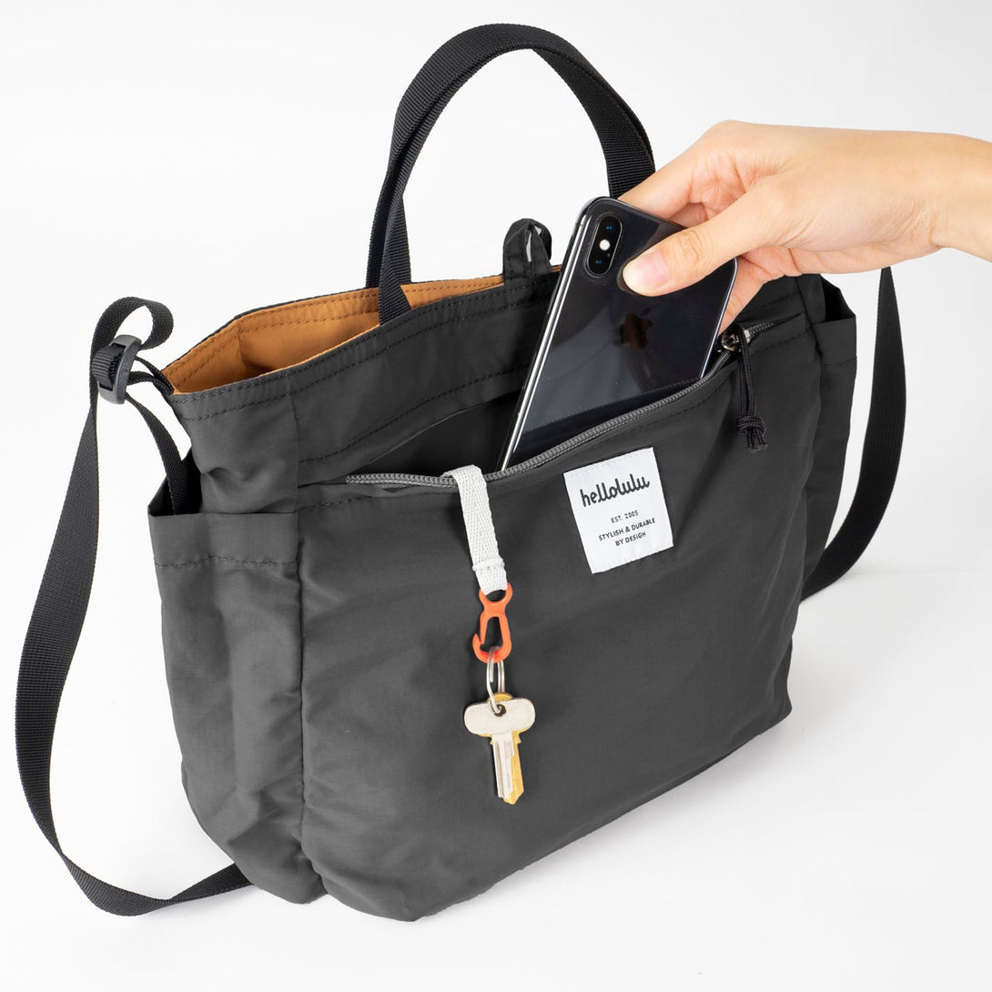 JOLIE - Double-sided 2-way Shoulder Bag - HELLOLULU LIVING SOLUTIONS. Toffee / Slate Gray