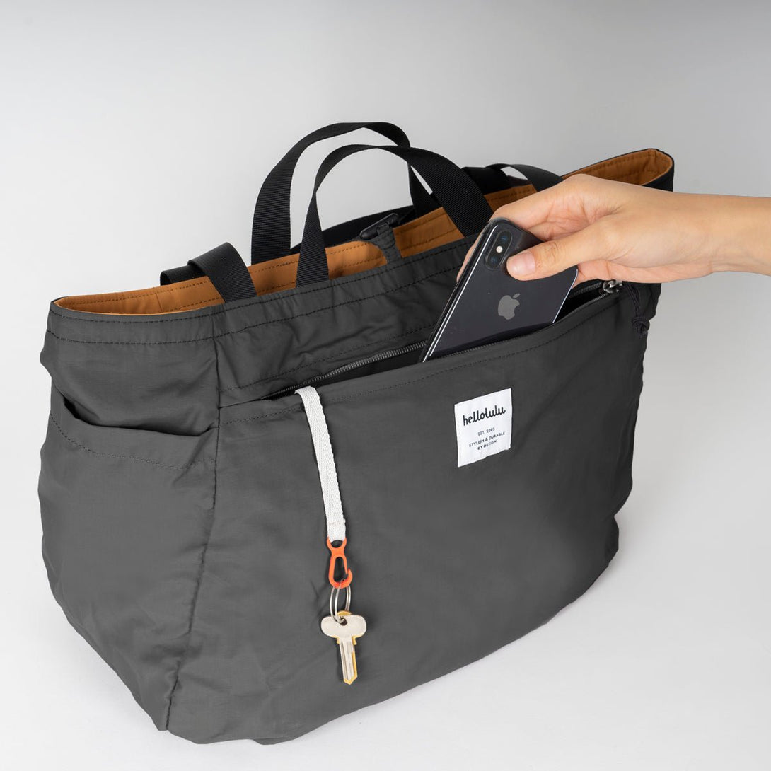 JAKE - Double-sided 2-way Tote - HELLOLULU LIVING SOLUTIONS. Toffee / Slate Gray