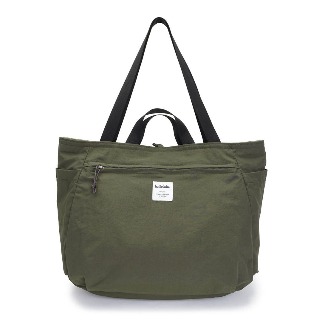 JAKE - Double-sided 2-way Tote - HELLOLULU LIVING SOLUTIONS. Frosted Almond / Kale
